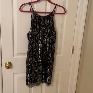 Black and silver lace dress